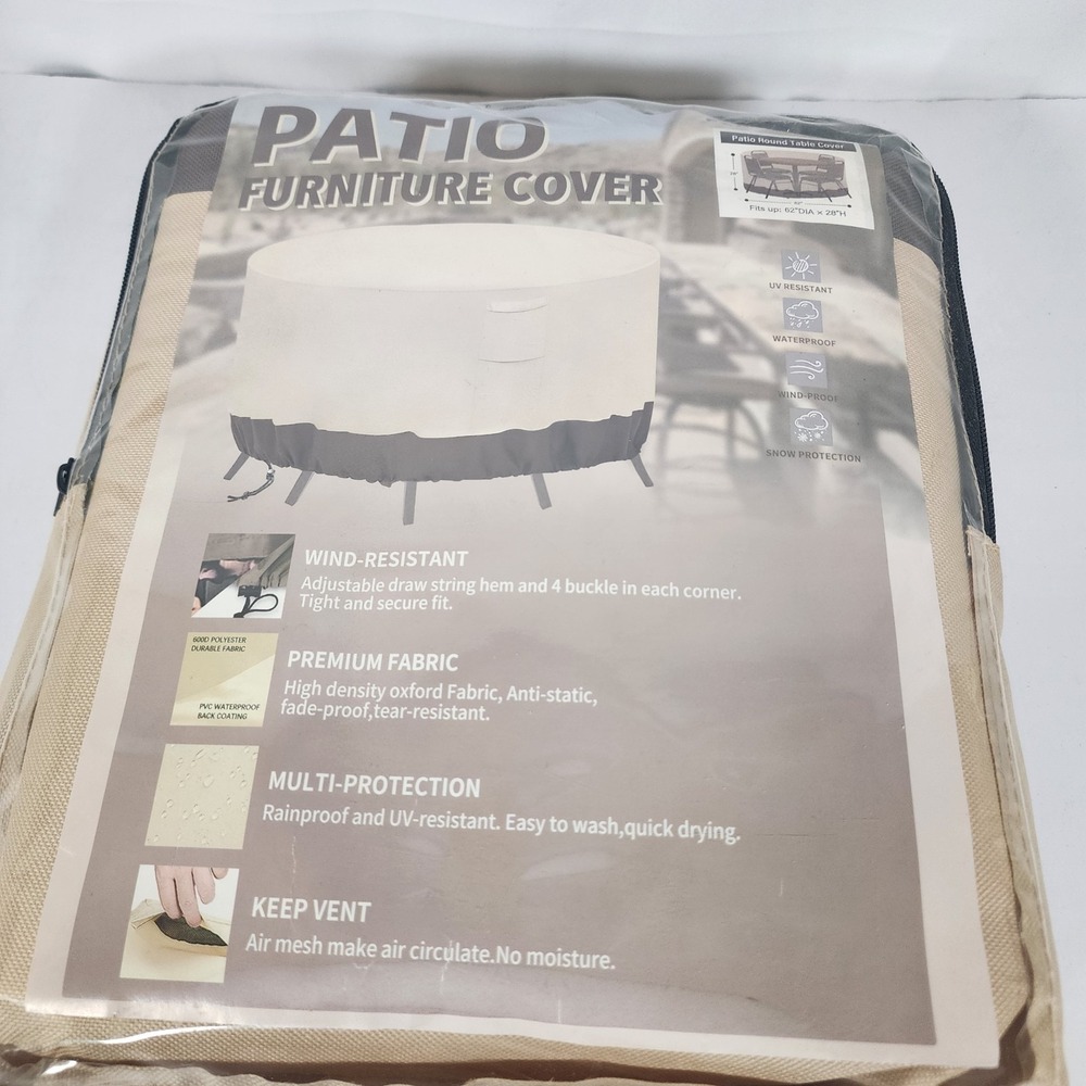 New ROASTOVE Patio Round Table Cover – 62" Diameter x 28"‎ Height